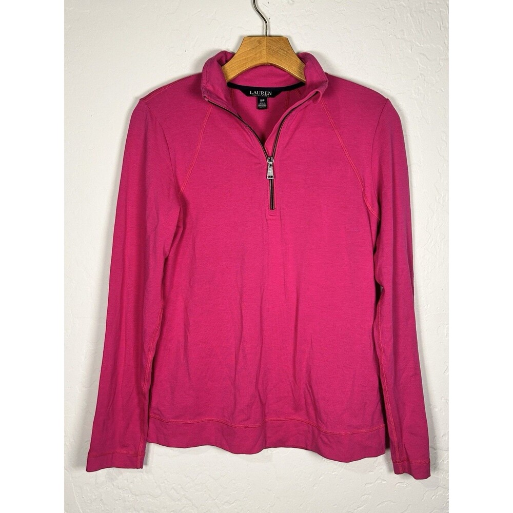 Lauren Ralph Lauren Women's Pink 1/4 Zip Pullover Sweater Black Label SZ Small